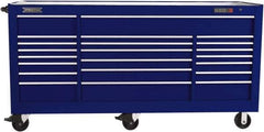 Proto - 48,115 Lb Capacity, 22 Drawer Mobile Workstation - 88-1/4" Wide x 27" Deep x 46-3/8" High, Steel, Blue - Exact Industrial Supply