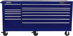 Proto - 48,517 Lb Capacity, 13 Drawer Mobile Workstation - 88-1/4" Wide x 27" Deep x 46-3/8" High, Steel, Blue - Exact Industrial Supply