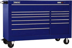 Proto - 36,455 Lb Capacity, 12 Drawer Mobile Workstation - 66" Wide x 27" Deep x 46" High, Steel, Blue - Exact Industrial Supply