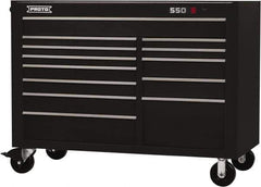 Proto - 28,291 Lb Capacity, 13 Drawer Mobile Workstation - 57" Wide x 25-1/4" Deep x 43" High, Steel, Black - Exact Industrial Supply