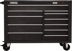 Proto - 26,541 Lb Capacity, 11 Drawer Mobile Workstation - 57" Wide x 25-1/4" Deep x 43" High, Steel, Dual Black - Exact Industrial Supply