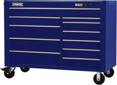 Proto - 26,541 Lb Capacity, 11 Drawer Mobile Workstation - 57" Wide x 25-1/4" Deep x 43" High, Steel, Blue - Exact Industrial Supply