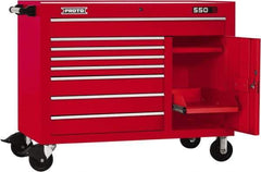 Proto - 18,920 Lb Capacity, 8 Drawer Mobile Workstation - 50" Wide x 25-1/4" Deep x 41" High, Steel, Red - Exact Industrial Supply