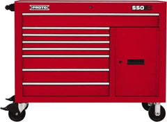 Proto - 18,920 Lb Capacity, 8 Drawer Mobile Workstation - 50" Wide x 25-1/4" Deep x 41" High, Steel, Red - Exact Industrial Supply