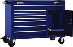 Proto - 20,092 Lb Capacity, 8 Drawer Mobile Workstation - 50" Wide x 25-1/4" Deep x 41" High, Steel, Blue - Exact Industrial Supply