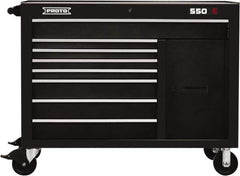 Proto - 20,092 Lb Capacity, 8 Drawer Mobile Workstation - 50" Wide x 25-1/4" Deep x 41" High, Steel, Black - Exact Industrial Supply
