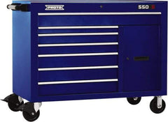 Proto - 18,109 Lb Capacity, 7 Drawer Mobile Workstation - 50" Wide x 25-1/4" Deep x 41" High, Steel, Blue - Exact Industrial Supply