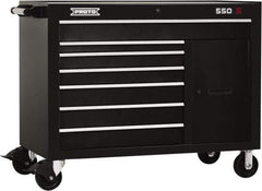Proto - 18,109 Lb Capacity, 7 Drawer Mobile Workstation - 50" Wide x 25-1/4" Deep x 41" High, Steel, Black - Exact Industrial Supply