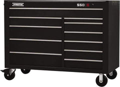 Proto - 26,541 Lb Capacity, 11 Drawer Mobile Workstation - 57" Wide x 25-1/4" Deep x 43" High, Steel, Black - Exact Industrial Supply