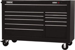 Proto - 35,917 Lb Capacity, 11 Drawer Mobile Workstation - 66" Wide x 27" Deep x 46" High, Steel, Black - Exact Industrial Supply