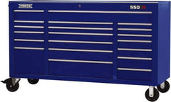 Proto - 30,519 Lb Capacity, 20 Drawer Mobile Workstation - 67" Wide x 25-1/4" Deep x 41" High, Steel, Blue - Exact Industrial Supply