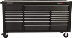 Proto - 39,577 Lb Capacity, 20 Drawer Mobile Workstation - 78-7/8" Wide x 25-1/4" Deep x 43-1/4" High, Steel, Dual Black - Exact Industrial Supply