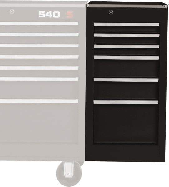 Proto - 6 Drawer Black Side Cabinet - 15" Wide x 29" High x 18" Deep, Use with Vinyl Top, Drawer Liners - Exact Industrial Supply