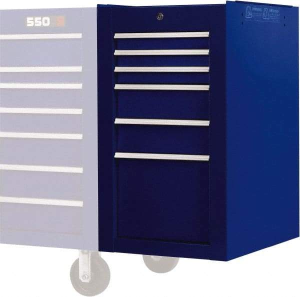 Proto - 6 Drawer Blue Side Cabinet - 19" Wide x 34" High x 25" Deep, Use with Proto Roller Cabinet - Exact Industrial Supply
