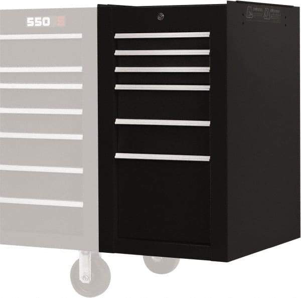 Proto - 6 Drawer Black Side Cabinet - 19" Wide x 34" High x 25" Deep, Use with Proto Roller Cabinet - Exact Industrial Supply