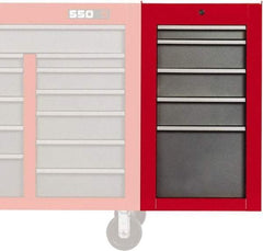 Proto - 5 Drawer Red/Gray Side Cabinet - 19" Wide x 34" High x 25" Deep, Use with Proto Roller Cabinet - Exact Industrial Supply