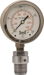 Winters - 2-1/2" Dial, 1/4 Thread, 0-100 Scale Range, Pressure Gauge - Bottom Connection Mount, Accurate to 1.5% of Scale - Exact Industrial Supply