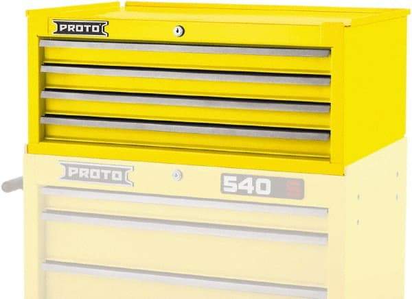 Proto - 4 Drawer Intermediate Tool Chest - 26-1/4" Wide x 18" Deep x 10" High, Steel, Yellow - Exact Industrial Supply