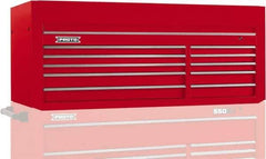 Proto - 10 Drawer Top Tool Chest - 66" Wide x 27" Deep x 27" High, Steel, Red - Exact Industrial Supply