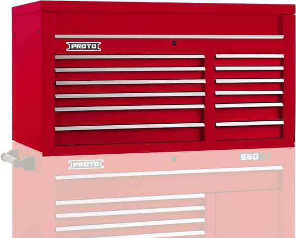 Proto - 12 Drawer Top Tool Chest - 50" Wide x 25-1/4" Deep x 27" High, Steel, Red - Exact Industrial Supply