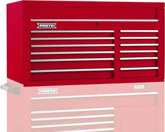Proto - 12 Drawer Top Tool Chest - 50" Wide x 25-1/4" Deep x 27" High, Steel, Red - Exact Industrial Supply