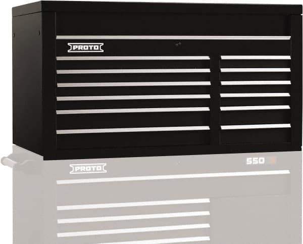 Proto - 12 Drawer Top Tool Chest - 50" Wide x 25-1/4" Deep x 27" High, Steel, Black - Exact Industrial Supply