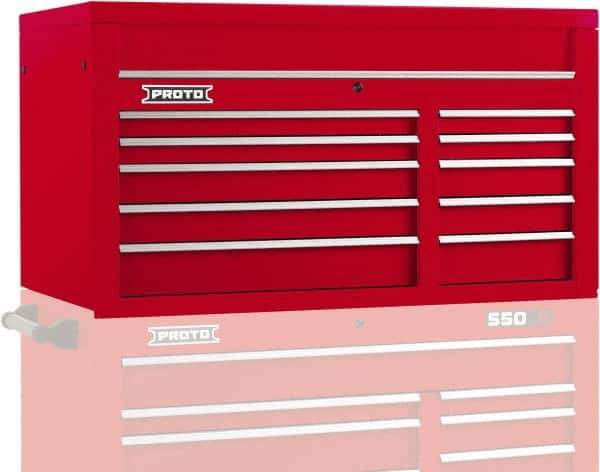Proto - 10 Drawer Top Tool Chest - 50" Wide x 25-1/4" Deep x 27" High, Steel, Red - Exact Industrial Supply