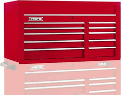 Proto - 10 Drawer Top Tool Chest - 50" Wide x 25-1/4" Deep x 27" High, Steel, Red - Exact Industrial Supply