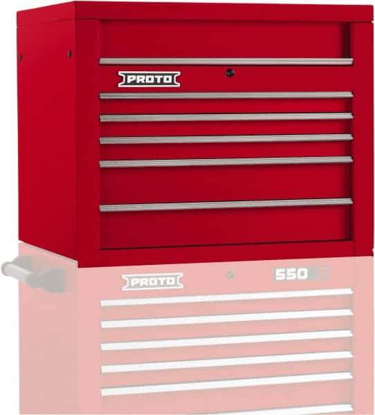 Proto - 5 Drawer Top Tool Chest - 34" Wide x 25-1/4" Deep x 27" High, Steel, Red - Exact Industrial Supply