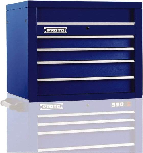 Proto - 4 Drawer Top Tool Chest - 34" Wide x 25-1/4" Deep x 27" High, Steel, Blue - Exact Industrial Supply