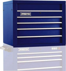 Proto - 4 Drawer Top Tool Chest - 34" Wide x 25-1/4" Deep x 27" High, Steel, Blue - Exact Industrial Supply