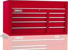 Proto - 8 Drawer Top Tool Chest - 50" Wide x 25-1/4" Deep x 27" High, Steel, Red - Exact Industrial Supply