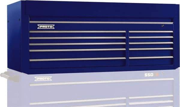 Proto - 10 Drawer Top Tool Chest - 66" Wide x 27" Deep x 27" High, Steel, Blue - Exact Industrial Supply