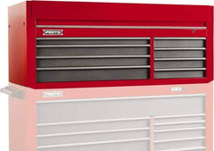 Proto - 8 Drawer Top Tool Chest - 66" Wide x 27" Deep x 27" High, Steel, Safety Red/Gray - Exact Industrial Supply