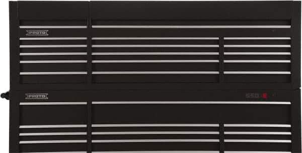Proto - 15 Drawer Top Tool Chest - 88-1/4" Wide x 27" Deep x 27-1/4" High, Steel, Black - Exact Industrial Supply