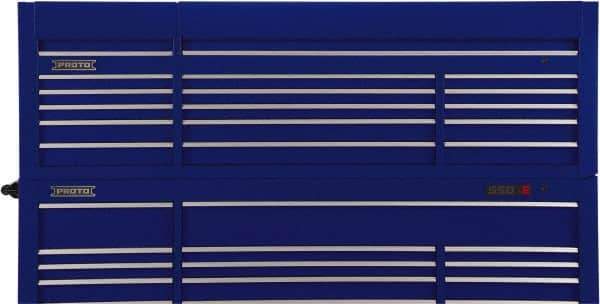 Proto - 15 Drawer Top Tool Chest - 88-1/4" Wide x 27" Deep x 27-1/4" High, Steel, Blue - Exact Industrial Supply