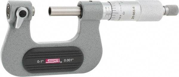 SPI - 0 to 1" Range, Mechanical Screw Thread Micrometer - Ratchet Stop Thimble, 0.001" Graduation, +/- 0.0002" Accuracy - Exact Industrial Supply