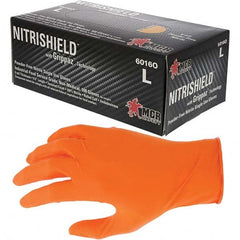 Disposable Gloves: Size Small, 6 mil, Nitrile Orange, 9-1/2″ Length, FDA Approved