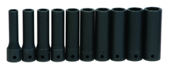 10 Piece - 1/2" Drive - 6 Point - Deep Impact Socket Set on Clip Rail Metric - Exact Industrial Supply