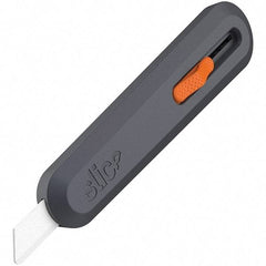 Slice - Nonsparking Ambidextrous Retractable Blade Utility Knife - 2-9/16" Blade Length, Black & Orange, Ceramic Blade, Glass Filled Nylon & Steel Handle - Exact Industrial Supply