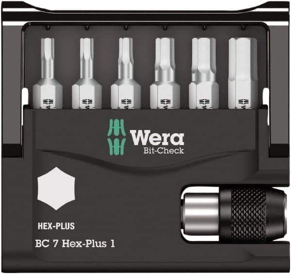 Wera - 1/4" Drive, Hex Metric Screwdriver Bit - 1" OAL - Exact Industrial Supply