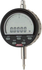 SPI - 0 to 1/4" Range, 0.0001" Graduation, Electronic Drop Indicator - Flat & Lug Back, Accurate to 0.0003", Inch & Metric System, Digital Display - Exact Industrial Supply