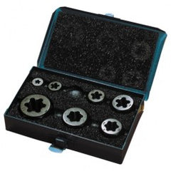 49mm 7 Piece Carbon Steel Hexagon Rethreading Die Set - Exact Industrial Supply