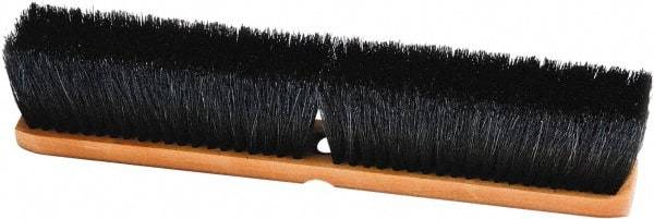 Harper Brush - 36" Medium Duty Synthetic Push Broom - 3" Bristle Length, Wood Block, Threaded Handle Connection, Handle Sold Separately - Exact Industrial Supply