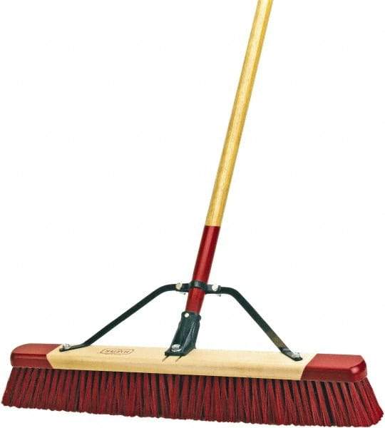 Harper Brush - 24" Rough Surface Synthetic Push Broom - 3" Bristle Length, Wood Block, Bolt-On Handle Connection, Handle Included - Exact Industrial Supply