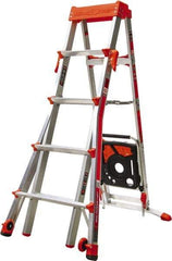 Little Giant Ladder - 6 Steps, 8' High, Type IA Rating, Aluminum Multi-Use Ladder - 300 Lb Load Capacity, 27" Base Width - Exact Industrial Supply