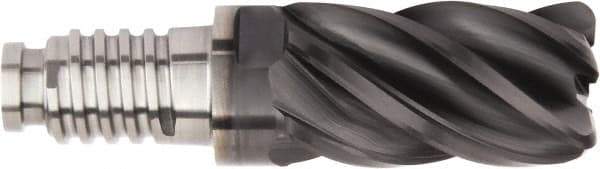 Kennametal - 16mm Diam, 24mm LOC, 5 Flute, 0.5mm Corner Chamfer End Mill Head - Solid Carbide, AlTiN Finish, Duo-Lock 16 Connection, Spiral Flute, 37 & 39° Helix - Exact Industrial Supply
