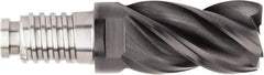 Kennametal - 32mm Diam, 48mm LOC, 4 Flute, 4mm Corner Radius End Mill Head - Solid Carbide, AlTiN Finish, Duo-Lock 32 Connection, Spiral Flute, 37 & 39° Helix, Centercutting - Exact Industrial Supply