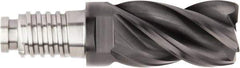 Kennametal - 25mm Diam, 37.5mm LOC, 4 Flute, 0.5mm Corner Chamfer End Mill Head - Solid Carbide, AlTiN Finish, Duo-Lock 25 Connection, Spiral Flute, 37 & 39° Helix, Centercutting - Exact Industrial Supply