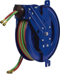 CoxReels - 19-1/2" Long x 10-1/2" Wide x 22" High, 1/4" ID, Spring Retractable Welding Hose Reel - 75' Hose Length, 200 psi Working Pressure, Hose Included - Exact Industrial Supply
